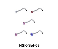 5 Silver Nose Stud Sets NSK-SET-03